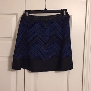 Blue and black skater skirt with leather